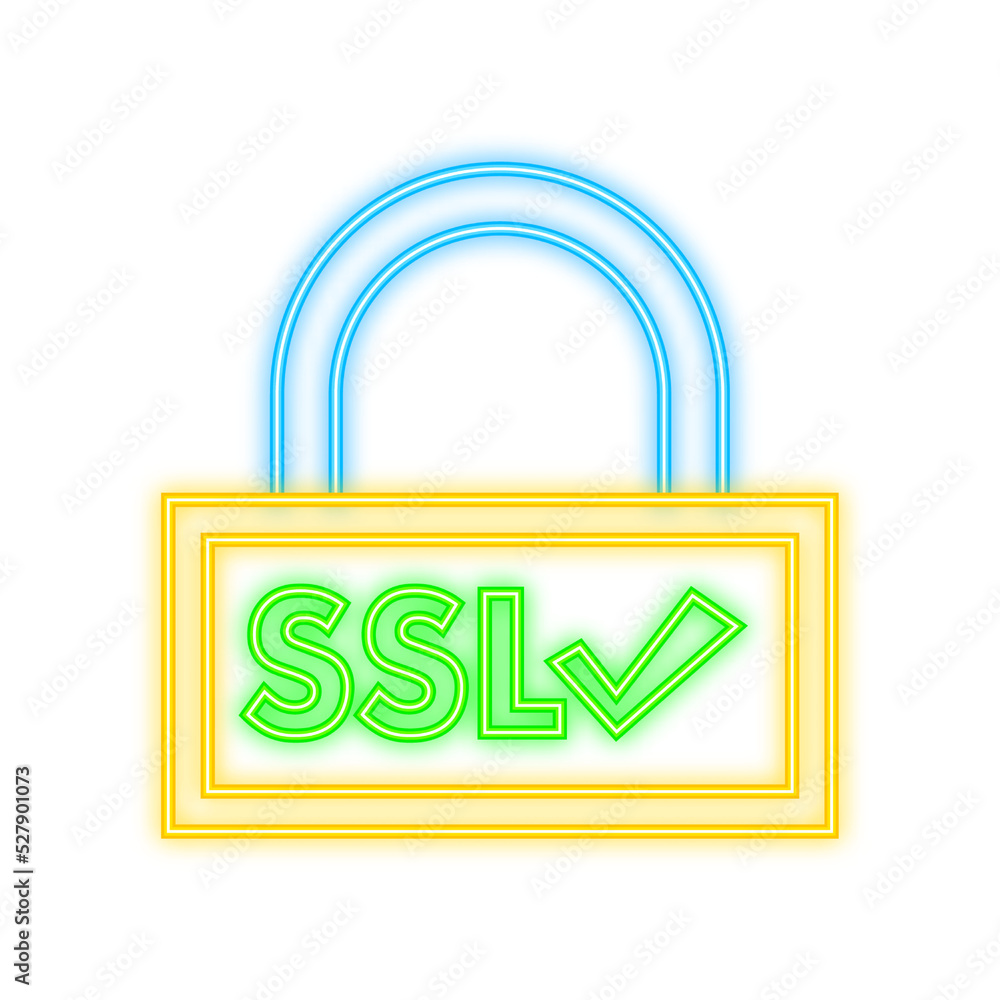 Aufkleber secure internet connection ssl neon icon. ssl safe guard. vector stock illustration