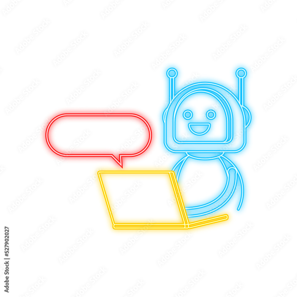 Aufkleber robot icon. bot sign design. chatbot symbol concept. voice support service bot. neon icon. online su