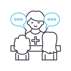 group counceling line icon, outline symbol, vector illustration, concept sign
