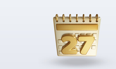 3d Calendar top view twenty seven