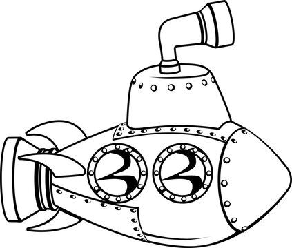 Submarine monochrome cartoon