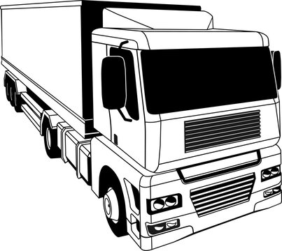 recommend clip art: Black and white semi truck