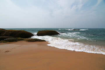 Landscape of coastline in Yala National Park, Indian Ocean, Sri Lanka