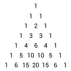 the first seven rows of pascal's triangle in mathematics - obrazy, fototapety, plakaty