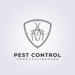 pest control, cockroach insect logo vector minimal line illustration design