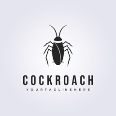 cockroach insect vintage pest logo vector illustration design