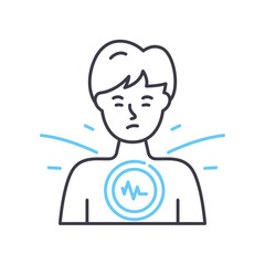 heaviness in the chest line icon, outline symbol, vector illustration, concept sign