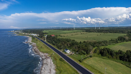 Wind farm along river