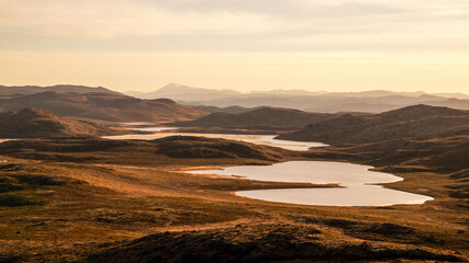 Long distance hiking on the Arctic Circle Trail between Sisimiut and Kangerlussuaq in Greenland.