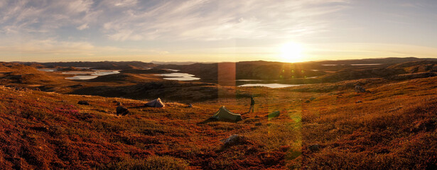 Long distance hiking on the Arctic Circle Trail between Sisimiut and Kangerlussuaq in Greenland.
