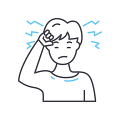 headache line icon, outline symbol, vector illustration, concept sign