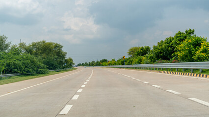 Yamuna expressway, Delhi Agra expressway during monsoon, India