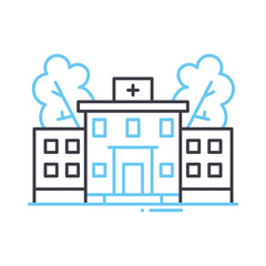 hospital line icon, outline symbol, vector illustration, concept sign