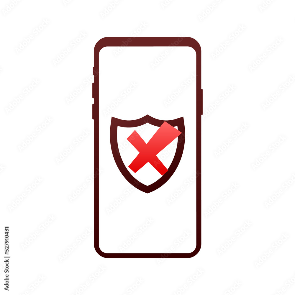 Poster smartphones with checkmarks set. tick and cross check marks. vector stock illustration.