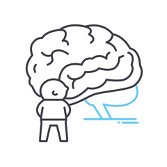 human brain line icon, outline symbol, vector illustration, concept sign