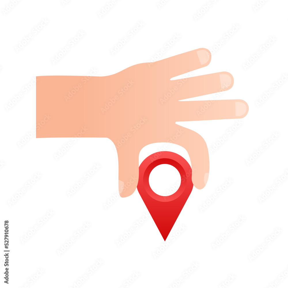 Poster map pointer in hand on white background. vactor stock illustration.