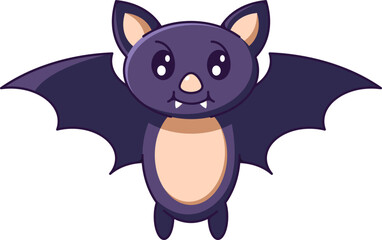 Halloween concept. Vivid cartoon illustration of bat for sites, stores, articles, books, games, apps. Vibrant detailed image