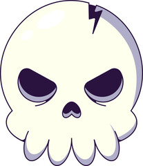 Halloween concept. Vivid cartoon illustration of skull for sites, stores, articles, books, games, apps. Vibrant detailed image