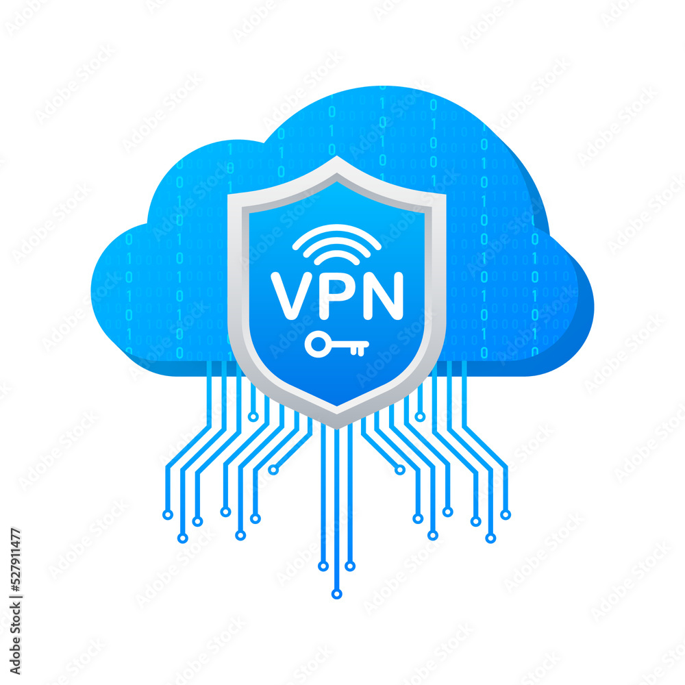 Poster secure vpn connection concept. virtual private network connectivity overview. vector stock illustrat