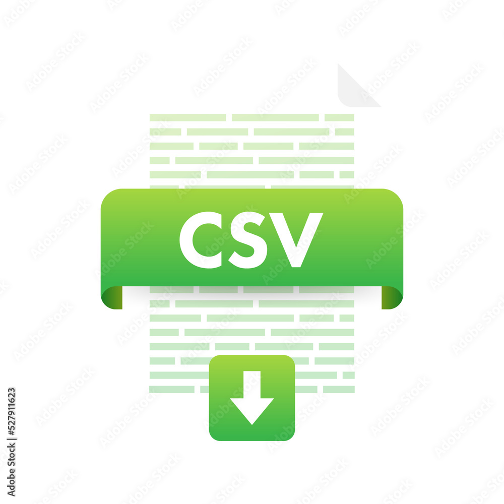Poster download csv button on laptop screen. downloading document concept. file with csv label and down arr
