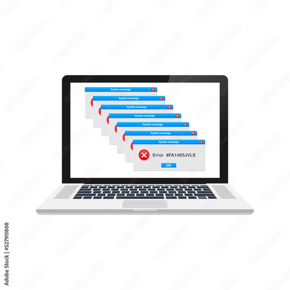 Poster vintage user interface. critical error warning message. vector stock illustration.