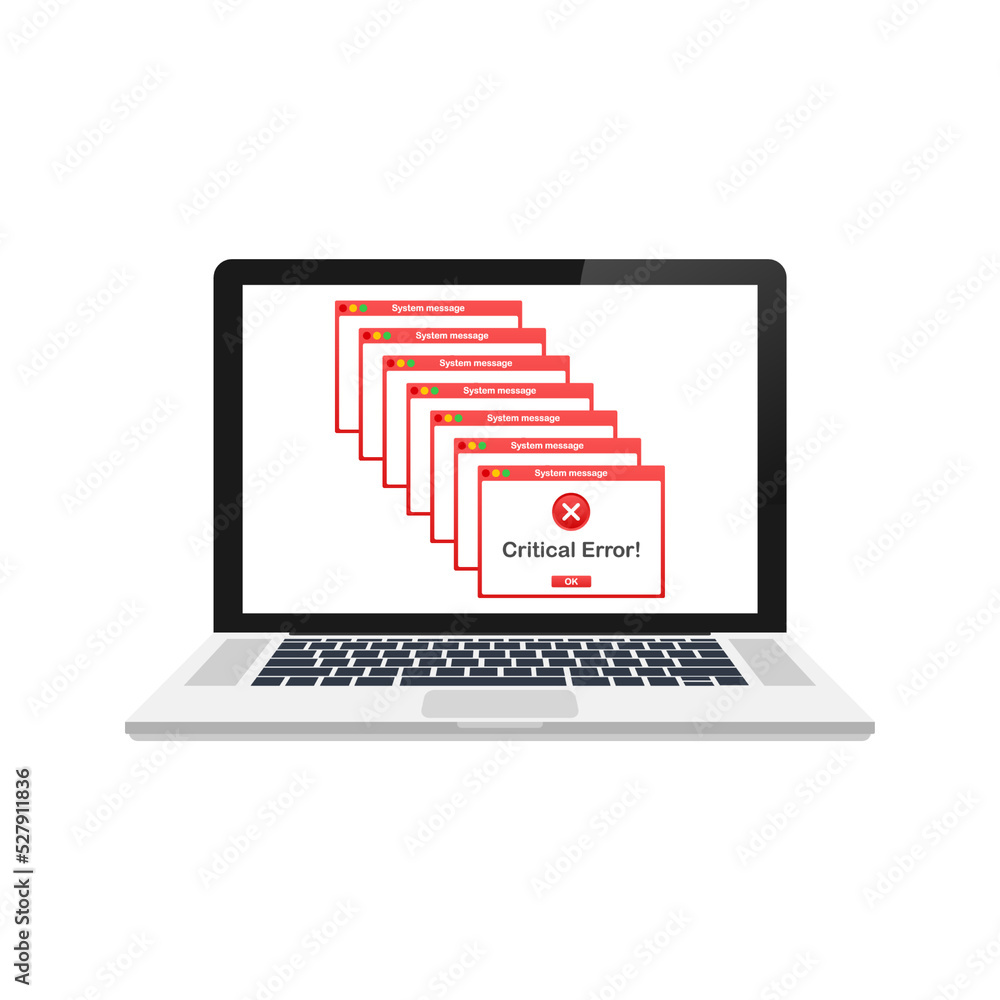 Poster vintage user interface. critical error warning message. vector stock illustration.
