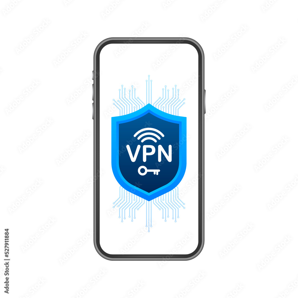 Poster secure vpn connection concept. virtual private network connectivity overview. vector stock illustrat
