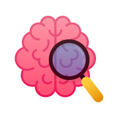 Flat icon with brain examination for concept design. Vector icon. Mental health concept. Vector design.