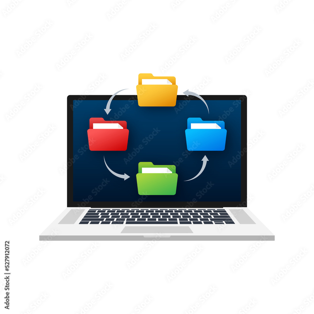 Poster flat icon with file exchange. flat digital vector illustration. cloud storage icon. data storage.
