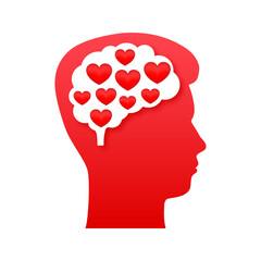 Heart head, great design for any purposes. 3d vector illustration. Mental health concept. Health care concept. - obrazy, fototapety, plakaty