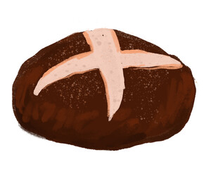Rye bread. Water colour hand draw illustration. Isolate on white background