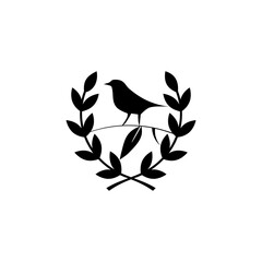 Cute Bird laurel icon isolated on white background