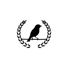Cute Bird laurel icon isolated on white background