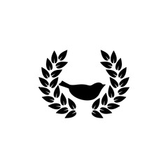 Cute Bird laurel icon isolated on white background