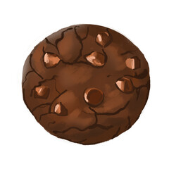 Chocolate cookie. Water colour hand drawn illustration. Isolate on white background.