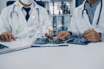 Medical technology and futuristic concept. Doctor hologram modern virtual screen interface.	
