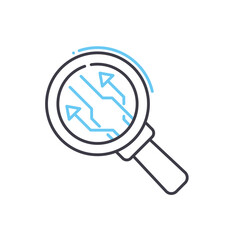 information research line icon, outline symbol, vector illustration, concept sign