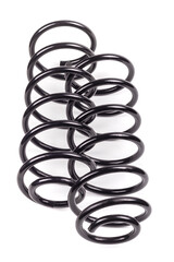 black metal spring for car. suspension elements. white background.