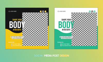 Gym and Fitness social media post design web banner template  