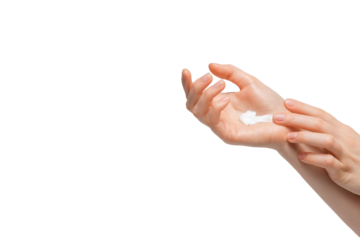 Cropped shot of woman applying organic cream on hand. Young woman applying hand cream.