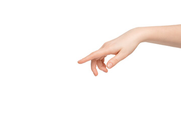 Women's hand shows a finger to the side.