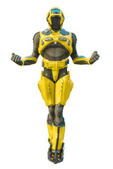 Fototapeta premium astronaut in green exo suit exploring arround