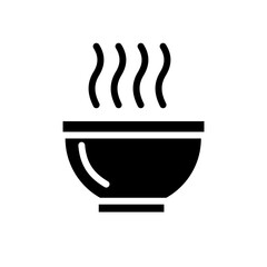 hot soup bowl with steam - simple vector icon	