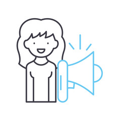 influencer female line icon, outline symbol, vector illustration, concept sign