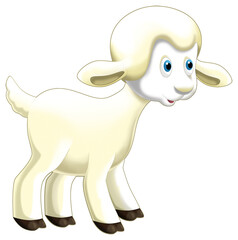 Obraz premium Cartoon happy sheep is standing looking and smiling illustration for children