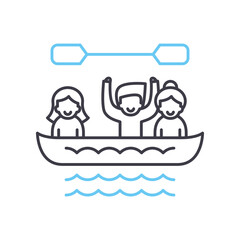 kayaking line icon, outline symbol, vector illustration, concept sign
