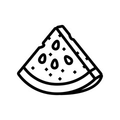 watermelon triangular slice line icon vector. watermelon triangular slice sign. isolated contour symbol black illustration