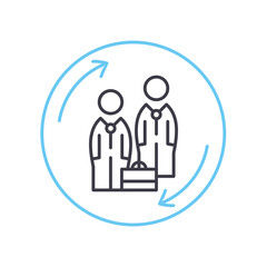 job rotation line icon, outline symbol, vector illustration, concept sign