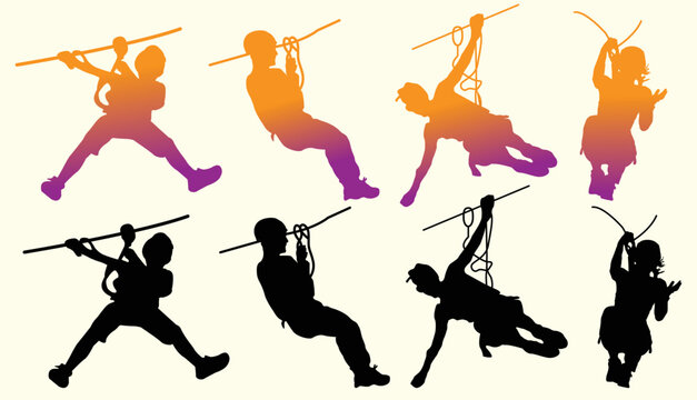 Tyrolienne silhouettes,accrobranche.