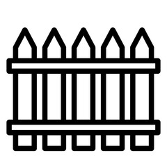 Wooden fence - icon, illustration on white background, outline style